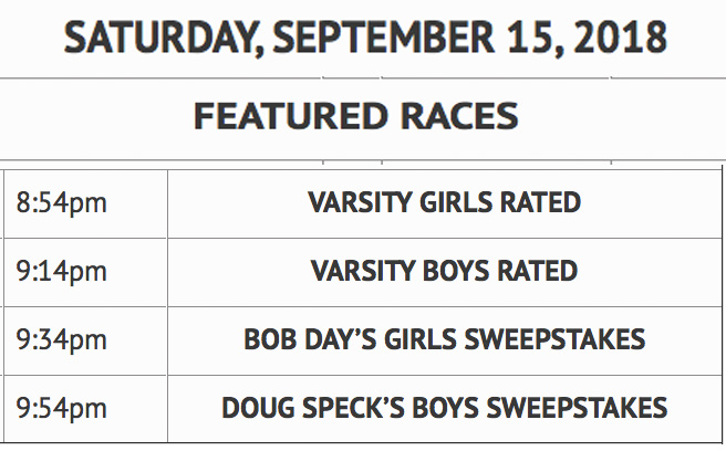 2018-09-14 - Schedule of Races (Features)