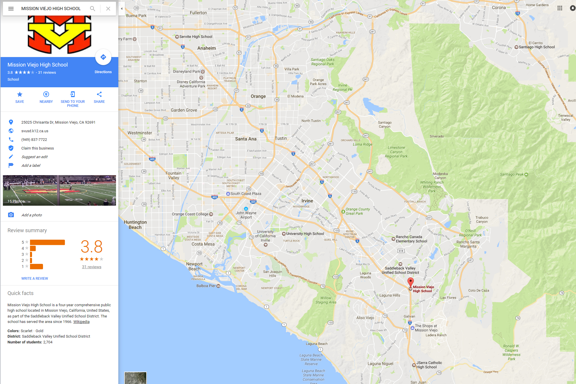 Map Icon - Mission Viejo High School